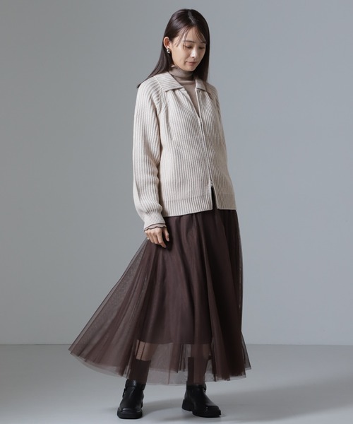 NANO universe（ナノユニバース）の「切り替えフレアチュールスカート（スカート・レディース・ブラック/グレー/ブラウン・FREE）」の13枚目の写真