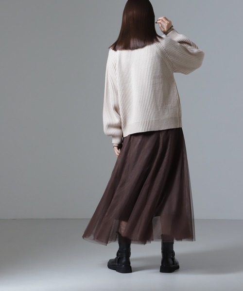 NANO universe（ナノユニバース）の「切り替えフレアチュールスカート（スカート・レディース・ブラック/グレー/ブラウン・FREE）」の15枚目の写真