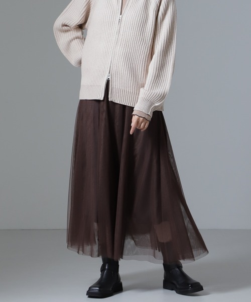 NANO universe（ナノユニバース）の「切り替えフレアチュールスカート（スカート・レディース・ブラック/グレー/ブラウン・FREE）」の11枚目の写真