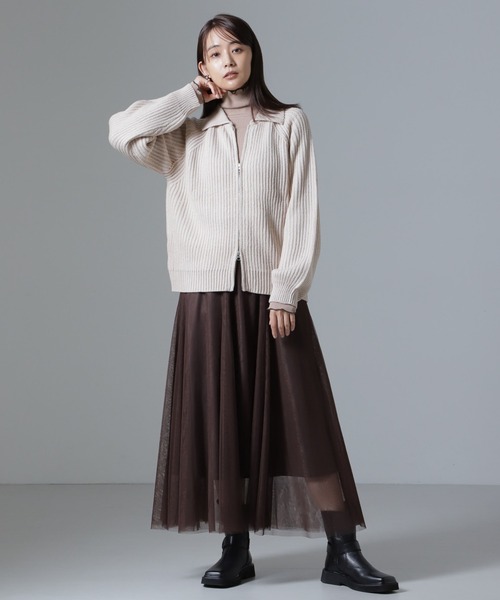 NANO universe（ナノユニバース）の「切り替えフレアチュールスカート（スカート・レディース・ブラック/グレー/ブラウン・FREE）」の17枚目の写真
