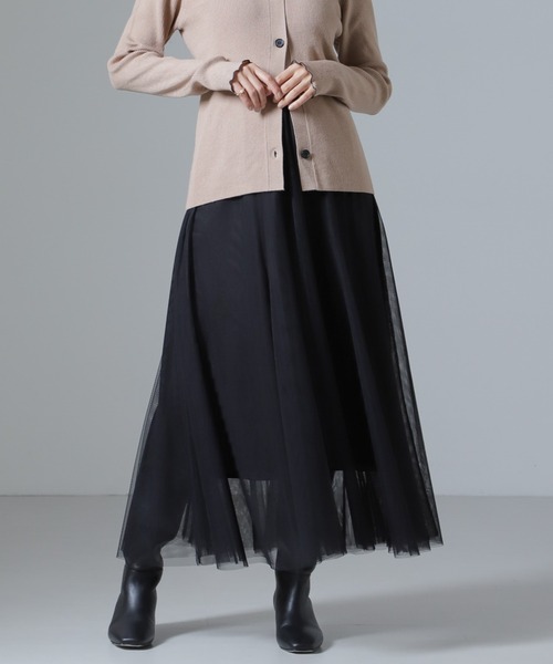 NANO universe（ナノユニバース）の「切り替えフレアチュールスカート（スカート・レディース・ブラック/グレー/ブラウン・FREE）」の18枚目の写真