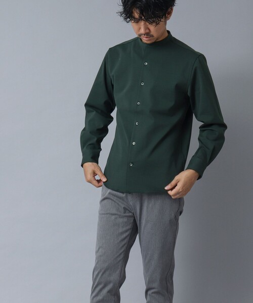 NOLLEY’S（ノーリーズ）の「【ACTIVE SECT】《限定展開 / 透湿 / UVカット》ポンチスリムバンドカラーシャツ（シャツ/ブラウス・メンズ・ブラック/グレー/ダークグリーン・L/M/S）」の11枚目の写真