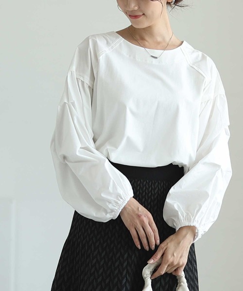 Sawa a la mode（サワアラモード）の「異素材ドッキングトップス（Tシャツ/カットソー・レディース・ホワイト/ブラック・FREE）」の2枚目の写真