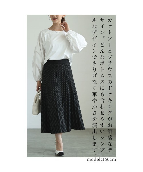 Sawa a la mode（サワアラモード）の「異素材ドッキングトップス（Tシャツ/カットソー・レディース・ホワイト/ブラック・FREE）」の7枚目の写真