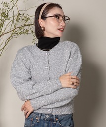 タグ付　23区　ラメクロッシェ ボレロ　シルバー系 カーディガン/ボレロ（シルバー/銀色系）ファッション通販
