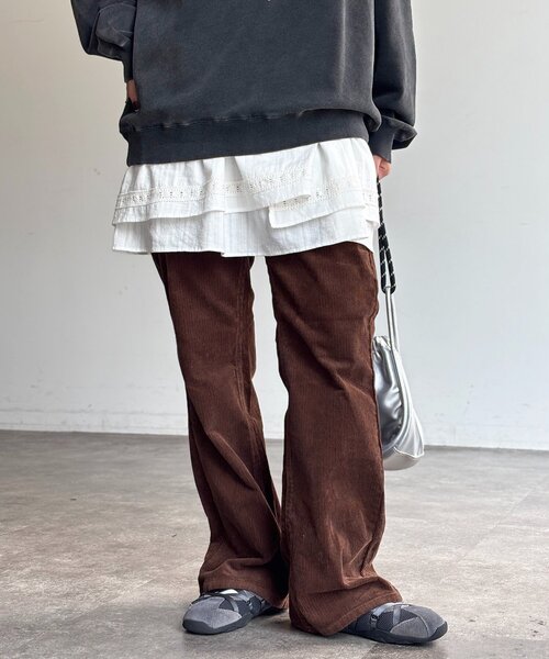sayu@さま専用　　　　【DIESEL】フレアデニム　ピンクW26コーデュロイ 2TYPEビンテージ風ラインフレアデニムパンツ | レディース