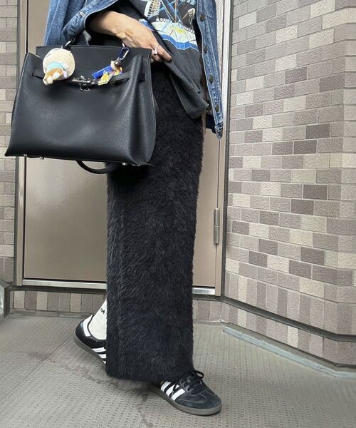 Green　Parks（グリーンパークス）の「シャギーニットスカート（スカート・レディース・ベージュ/オフホワイト/ブラック・FREE）」の3枚目の写真