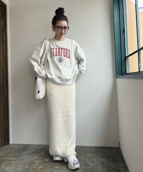 Green　Parks（グリーンパークス）の「シャギーニットスカート（スカート・レディース・ベージュ/オフホワイト/ブラック・FREE）」の5枚目の写真