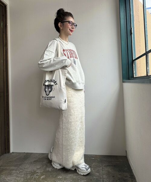 Green　Parks（グリーンパークス）の「シャギーニットスカート（スカート・レディース・ベージュ/オフホワイト/ブラック・FREE）」の6枚目の写真