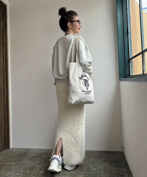 Green　Parks（グリーンパークス）の「シャギーニットスカート（スカート・レディース・ベージュ/オフホワイト/ブラック・FREE）」の7枚目の写真