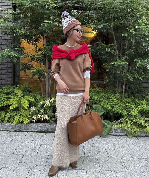 Green　Parks（グリーンパークス）の「シャギーニットスカート（スカート・レディース・ベージュ/オフホワイト/ブラック・FREE）」の9枚目の写真