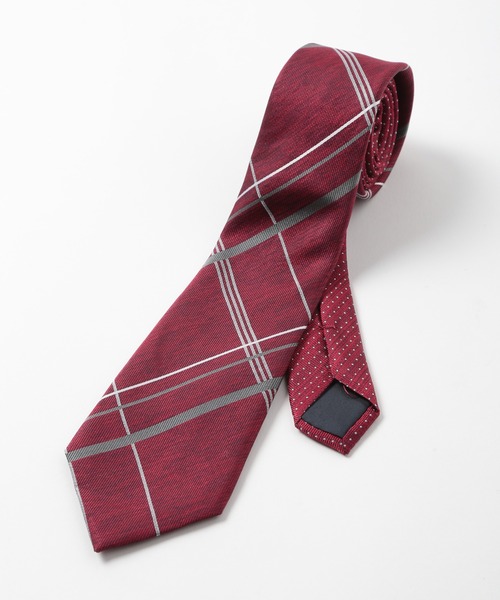 CROWDED CLOSET（クラウデッドクローゼット）の「オーバーチェック/ピンドット柄クレリックタイ（ネクタイ・メンズ・ターコイズブルー/ボルドー/ネイビー・FREE）」の3枚目の写真