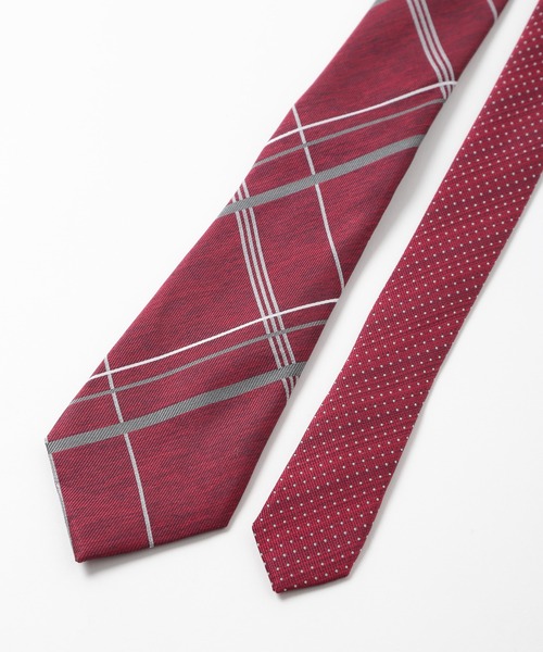CROWDED CLOSET（クラウデッドクローゼット）の「オーバーチェック/ピンドット柄クレリックタイ（ネクタイ・メンズ・ターコイズブルー/ボルドー/ネイビー・FREE）」の6枚目の写真