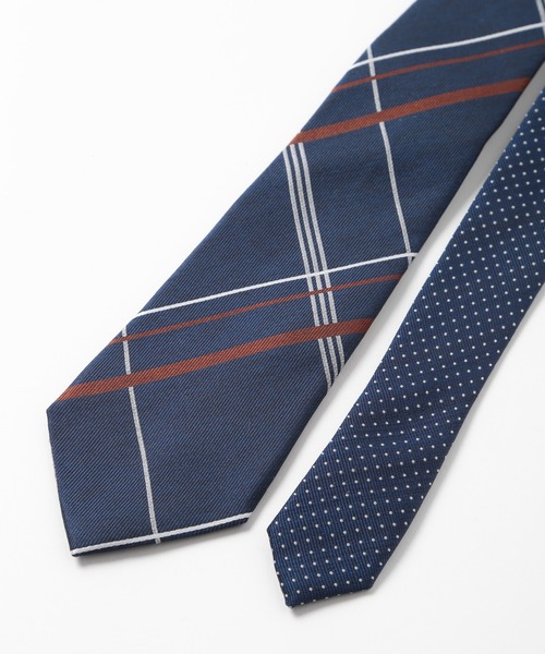 CROWDED CLOSET（クラウデッドクローゼット）の「オーバーチェック/ピンドット柄クレリックタイ（ネクタイ・メンズ・ターコイズブルー/ボルドー/ネイビー・FREE）」の4枚目の写真