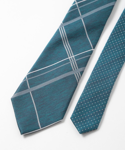CROWDED CLOSET（クラウデッドクローゼット）の「オーバーチェック/ピンドット柄クレリックタイ（ネクタイ・メンズ・ターコイズブルー/ボルドー/ネイビー・FREE）」の5枚目の写真