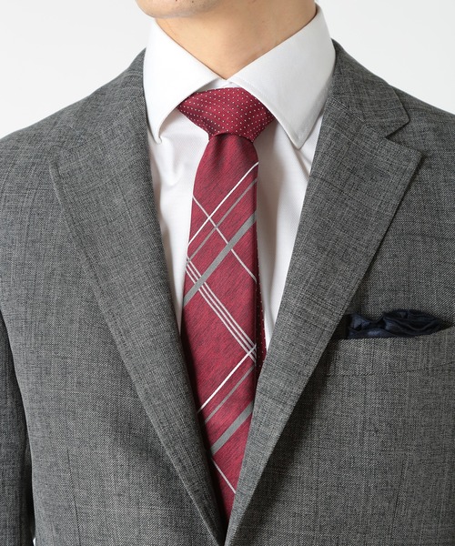 CROWDED CLOSET（クラウデッドクローゼット）の「オーバーチェック/ピンドット柄クレリックタイ（ネクタイ・メンズ・ターコイズブルー/ボルドー/ネイビー・FREE）」の13枚目の写真