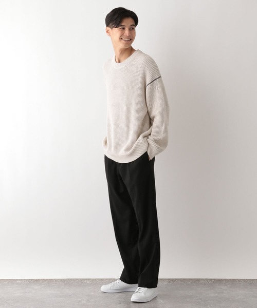 GLOBAL WORK Smile Seed Store（グローバルワーク スマイルシードストア）の「コットンワッフル編みニットプルオーバー/130077（ニット/セーター・メンズ・チャコール/アイボリー/カーキ/ブラック・MEDIUM/X-LARGE/LARGE/SMALL）」の6枚目の写真