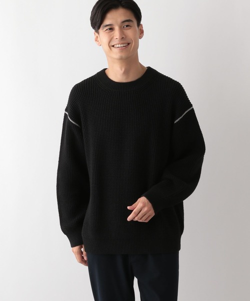 GLOBAL WORK Smile Seed Store（グローバルワーク スマイルシードストア）の「コットンワッフル編みニットプルオーバー/130077（ニット/セーター・メンズ・チャコール/アイボリー/カーキ/ブラック・MEDIUM/X-LARGE/LARGE/SMALL）」の14枚目の写真