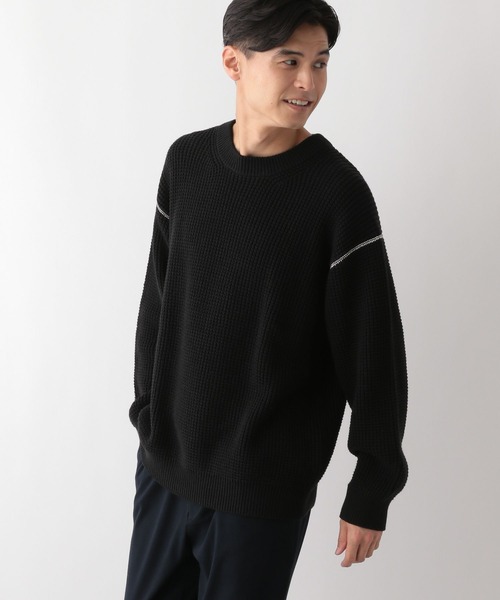 GLOBAL WORK Smile Seed Store（グローバルワーク スマイルシードストア）の「コットンワッフル編みニットプルオーバー/130077（ニット/セーター・メンズ・チャコール/アイボリー/カーキ/ブラック・MEDIUM/X-LARGE/LARGE/SMALL）」の15枚目の写真