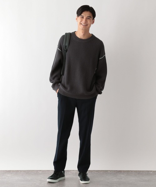 GLOBAL WORK Smile Seed Store（グローバルワーク スマイルシードストア）の「コットンワッフル編みニットプルオーバー/130077（ニット/セーター・メンズ・チャコール/アイボリー/カーキ/ブラック・MEDIUM/X-LARGE/LARGE/SMALL）」の17枚目の写真