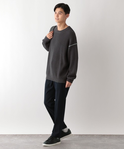 GLOBAL WORK Smile Seed Store（グローバルワーク スマイルシードストア）の「コットンワッフル編みニットプルオーバー/130077（ニット/セーター・メンズ・チャコール/アイボリー/カーキ/ブラック・MEDIUM/X-LARGE/LARGE/SMALL）」の18枚目の写真