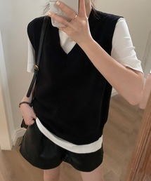 Miniministore | ニットベスト Vネック 重ね着 春秋冬(ベスト)