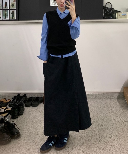Miniministore(ミニミニストア)の「ニットベスト Vネック 重ね着 春秋冬(ベスト・レディース・ベージュ/ピンク/グレー/アイボリー/ブラック/ライトベージュ・FREE)」の21枚目の写真