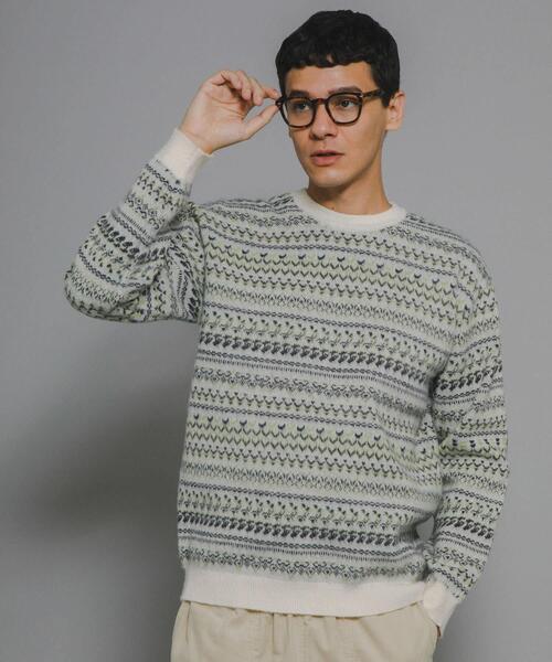 URBAN RESEARCH Sonny Label（アーバンリサーチサニーレーベル）の「フェアアイル柄ニットプルオーバー（ニット/セーター・メンズ・オフホワイト/ブラウン/ネイビー/マスタード・MEDIUM/LARGE）」の2枚目の写真