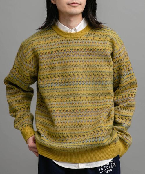 URBAN RESEARCH Sonny Label（アーバンリサーチサニーレーベル）の「フェアアイル柄ニットプルオーバー（ニット/セーター・メンズ・オフホワイト/ブラウン/ネイビー/マスタード・MEDIUM/LARGE）」の9枚目の写真