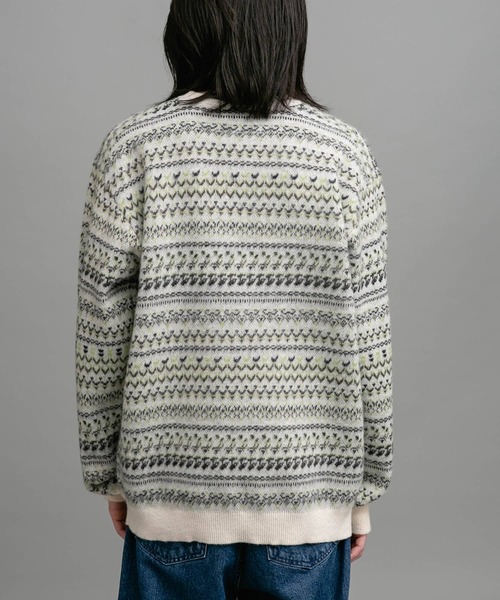 美品◎URBAN RESEARCH ウール混　フェアアイル柄　カーディガン　40