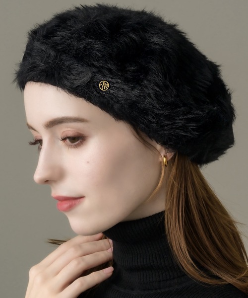 muku（ムク）の「BERET / FUR（ハンチング/ベレー帽・レディース・ブラック・FREE）」の2枚目の写真