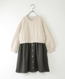 ikka | フクレジャカードドッキングスカートワンピース（120~160cm）(ワンピース)