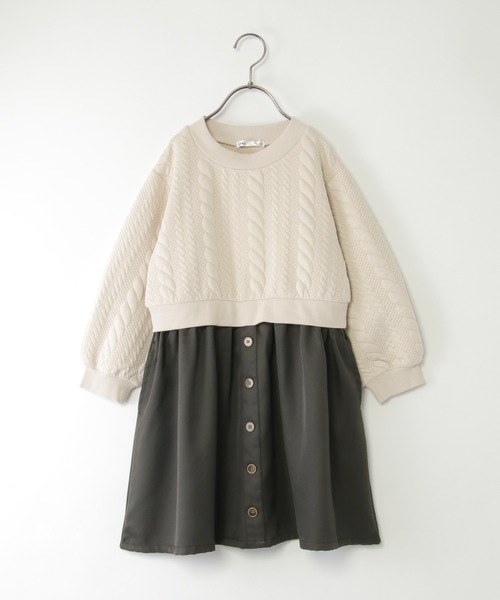 ikka（イッカ）の「フクレジャカードドッキングスカートワンピース（120~160cm）（ワンピース・キッズ・ブラック/ベージュ・120/130/140/150/160）」の3枚目の写真