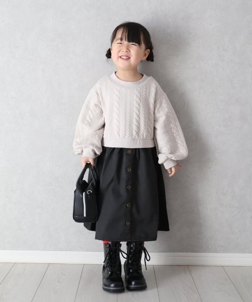 ikka（イッカ）の「フクレジャカードドッキングスカートワンピース（120~160cm）（ワンピース・キッズ・ブラック/ベージュ・120/130/140/150/160）」の14枚目の写真