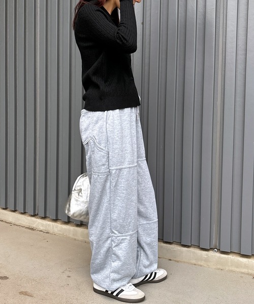 ISOOK(アイスー)の「【ISOOK / アイスー】シームデザインスウェットパンツ / ジョガーパンツ ワイドパンツ バレルパンツ ブロークコア ZOZOTOWN限定(スウェットパンツ・レディース・ブラック/グレー・FREE)」の16枚目の写真