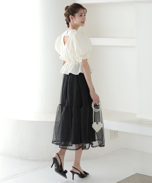 MERAKI(メラキ)の「バックハートジャガードトップス(シャツ/ブラウス・レディース・ホワイト/ブラック/ピンク・S/M)」の7枚目の写真