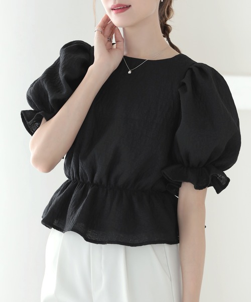 MERAKI(メラキ)の「バックハートジャガードトップス(シャツ/ブラウス・レディース・ホワイト/ブラック/ピンク・S/M)」の10枚目の写真