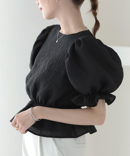 MERAKI(メラキ)の「バックハートジャガードトップス(シャツ/ブラウス・レディース・ホワイト/ブラック/ピンク・S/M)」の11枚目の写真