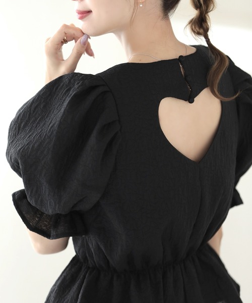 MERAKI(メラキ)の「バックハートジャガードトップス(シャツ/ブラウス・レディース・ホワイト/ブラック/ピンク・S/M)」の15枚目の写真