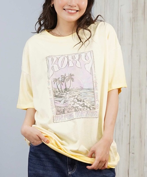 ROXY(ロキシー)の「ROXY/ロキシー ビッグシルエットTシャツ RST251074(Tシャツ/カットソー・レディース・ブラック/オフホワイト/ライトイエロー・M/S)」の3枚目の写真