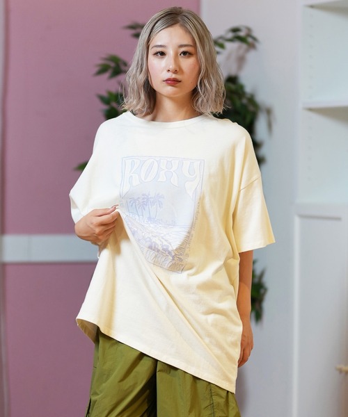 ROXY(ロキシー)の「ROXY/ロキシー ビッグシルエットTシャツ RST251074(Tシャツ/カットソー・レディース・ブラック/オフホワイト/ライトイエロー・M/S)」の4枚目の写真