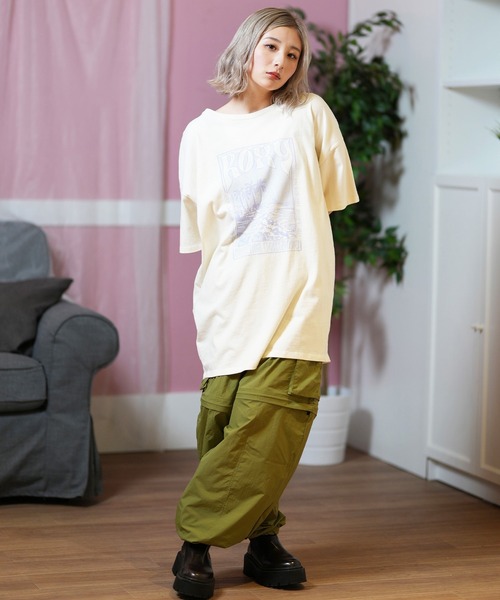 ROXY(ロキシー)の「ROXY/ロキシー ビッグシルエットTシャツ RST251074(Tシャツ/カットソー・レディース・ブラック/オフホワイト/ライトイエロー・M/S)」の7枚目の写真