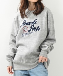 [ROUXDI PERFE ルゥディパフィー]日本製チェーン刺繍入り裏起毛トレーナー