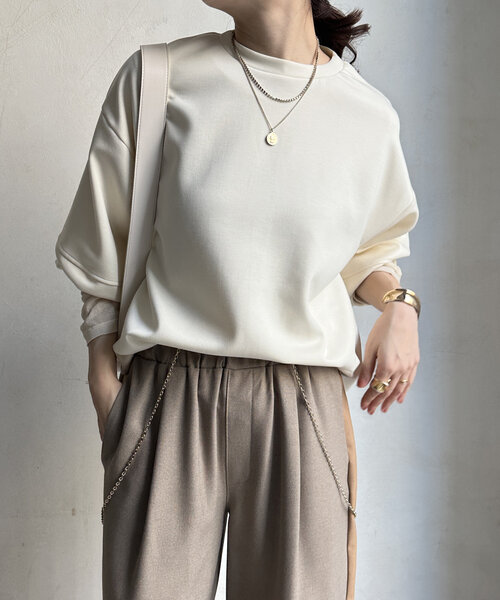 DouDou(ドゥドゥ)の「【WEB限定】ダンボールランタンスリーブプルオーバー(Tシャツ/カットソー・レディース・ブラック/グレー/アイボリー・FREE)」の10枚目の写真