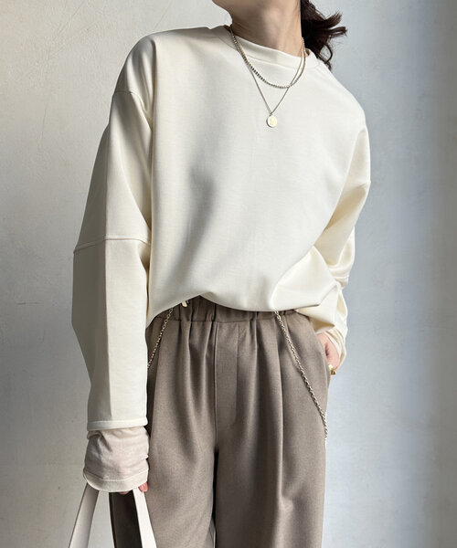 DouDou(ドゥドゥ)の「【WEB限定】ダンボールランタンスリーブプルオーバー(Tシャツ/カットソー・レディース・ブラック/グレー/アイボリー・FREE)」の11枚目の写真