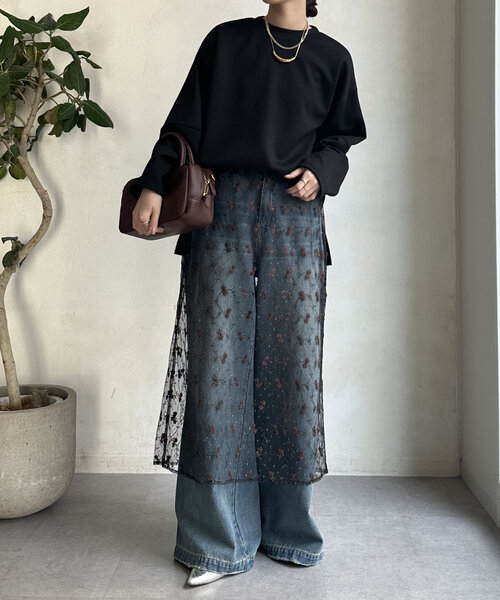 DouDou(ドゥドゥ)の「【WEB限定】ダンボールランタンスリーブプルオーバー(Tシャツ/カットソー・レディース・ブラック/グレー/アイボリー・FREE)」の13枚目の写真