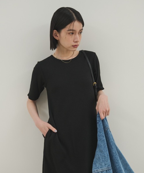 Shelly island（シェリーアイランド）の「カップ付バックデザインサーマルワンピ（ワンピース・レディース・ブラック/チャコールグレー・FREE）」の4枚目の写真