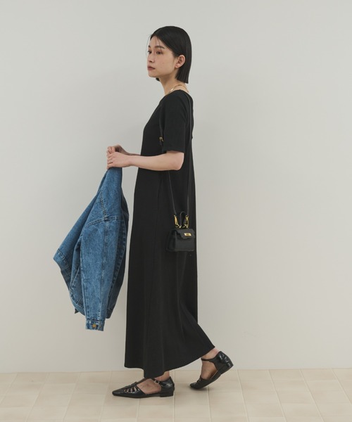 Shelly island（シェリーアイランド）の「カップ付バックデザインサーマルワンピ（ワンピース・レディース・ブラック/チャコールグレー・FREE）」の9枚目の写真