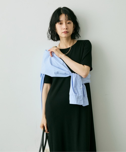 Shelly island(シェリーアイランド)の「カップ付バックデザインサーマルワンピ(ワンピース・レディース・ブラック/チャコールグレー・FREE)」の20枚目の写真
