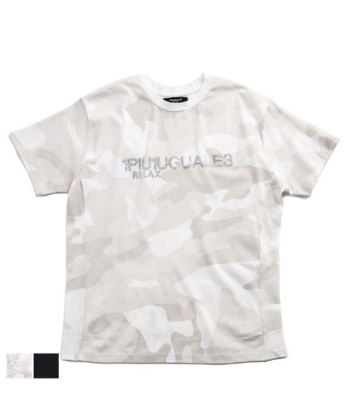 1piu1uguale3 RELAX（ウノピュウノウグァーレトレリラックス）の「1PIU1UGUALE3 RELAX (ウノ ピュ ウノ ウグァーレ トレ リラックス) ラインストーンロゴ  半袖Tシャツ（Tシャツ/カットソー・メンズ・ホワイト/ブラック・S/M/L/XL/2XL）」の9枚目の写真